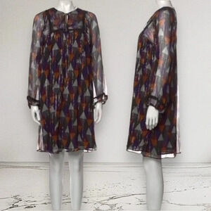 WARM Silk Multicolor Metallic thread Knee length Dress Size S